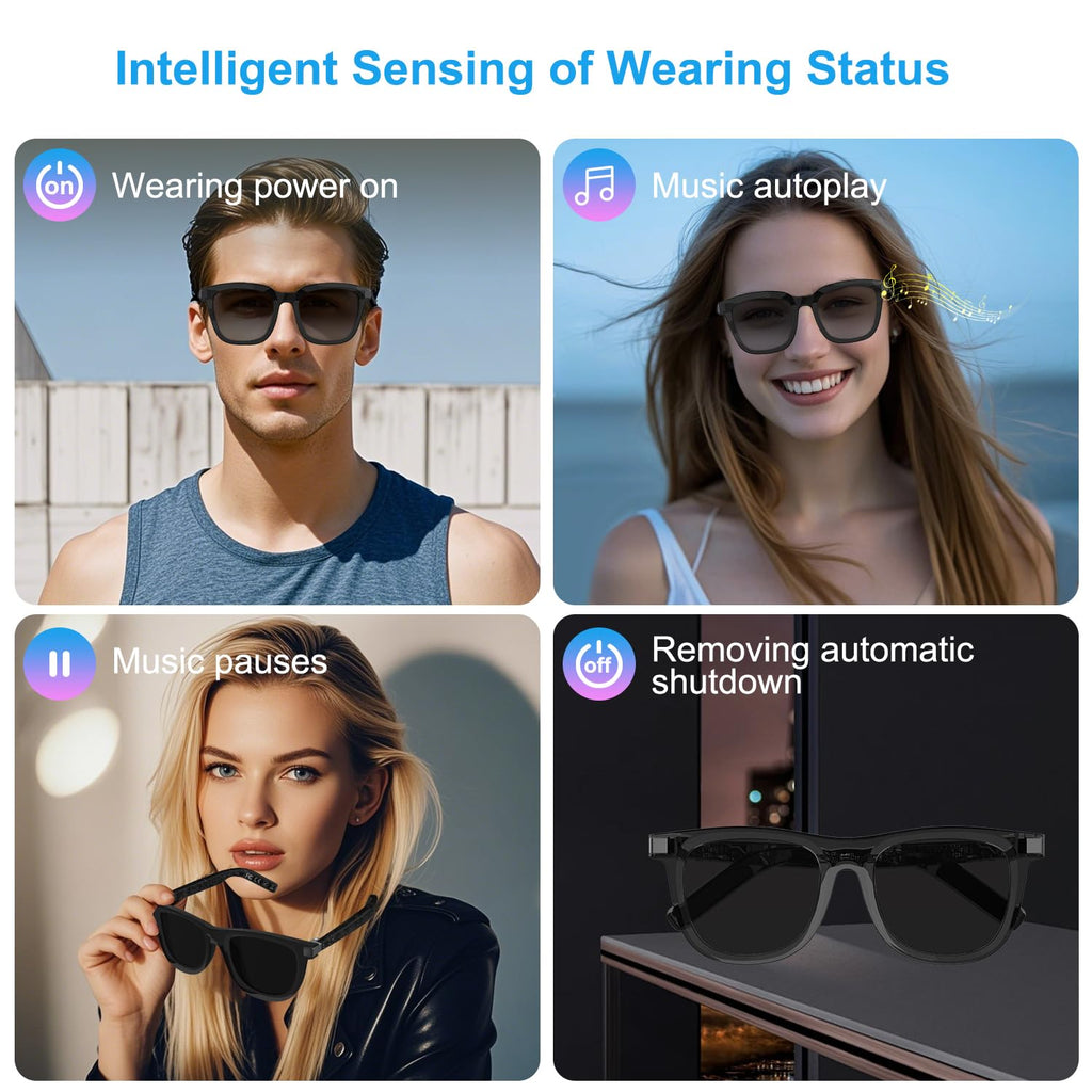 AI Camera Smart Glasses, 4K Video Sunglasses with 3600mAh Charging Case