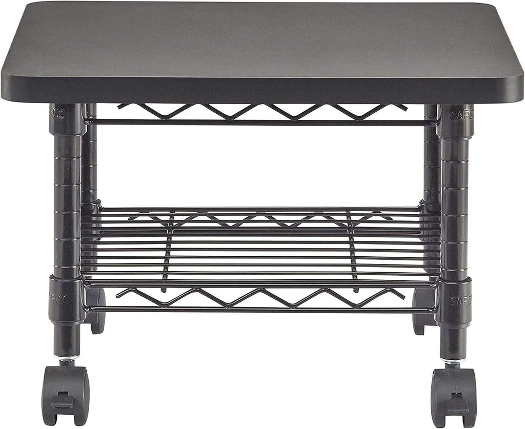 Safco Onyx Rolling Cart Printer Stand, Under-Desk Mobile Utility Table for Home Office with Steel Shelf, Black