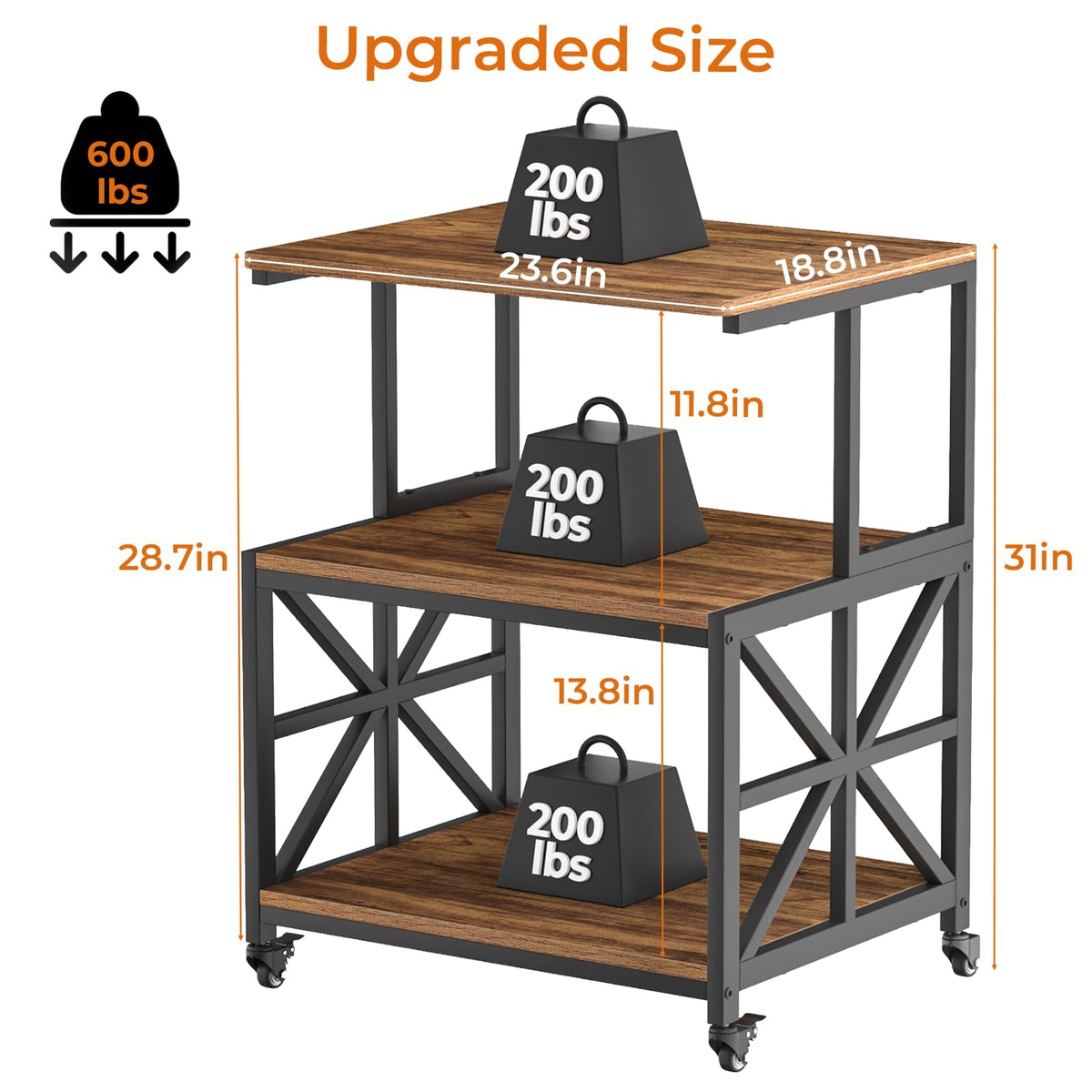 GreenForest Printer Stand with Lockable Wheels, Heavy Duty Printer Table