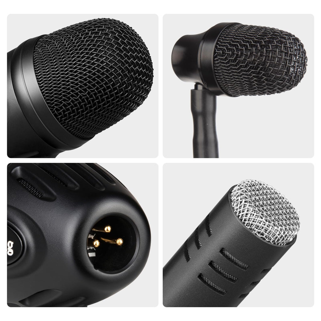 Depusheng 7-Piece Drum Microphone Set with 5 Dynamic Percussion Microphones and 2 Condenser Percussion Microphones Ideal for Instrument Recording and Music Production