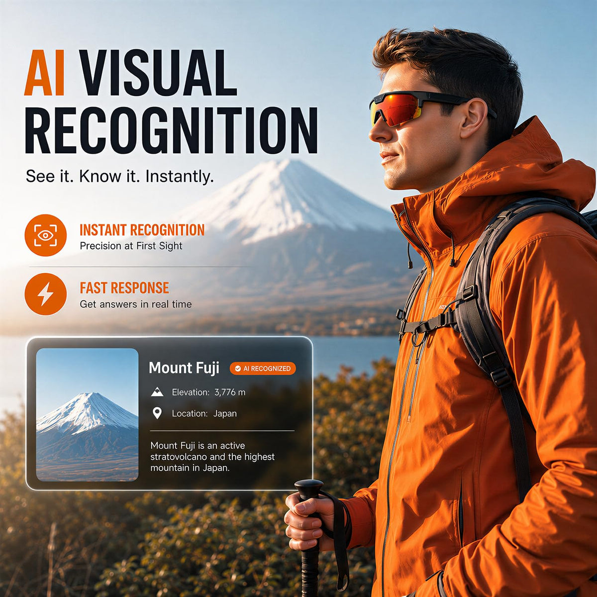 AI Smart Glasses with 35MP Camera,1200P EIS Video Recorder for Cycling