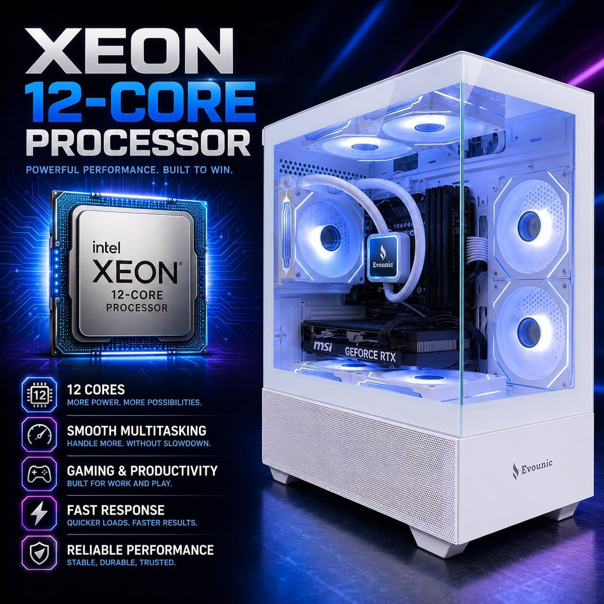 Gaming Desktop PC Computer 12-Core Processor Radeon RX580 GDDR5