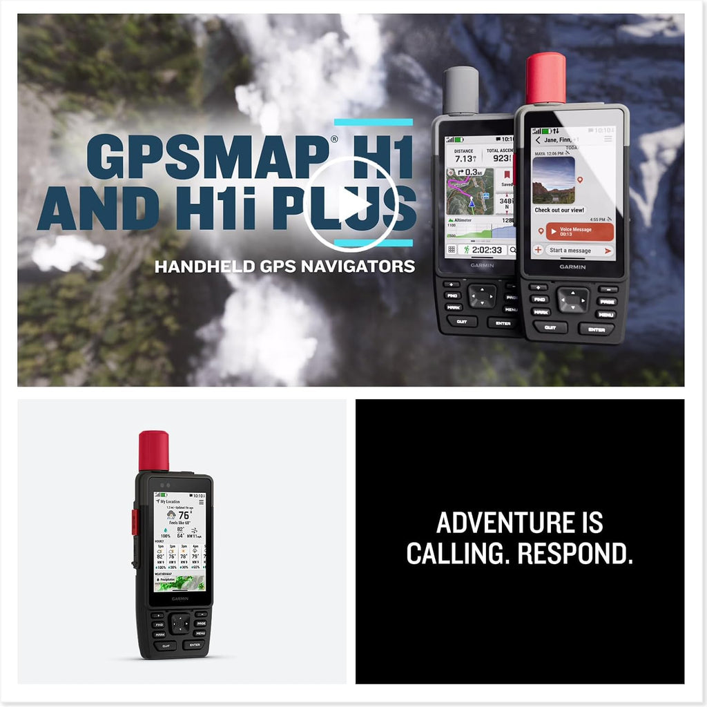 Garmin GPSMAP H1i Plus Rugged Design Premium GPS Handheld Navigator with inReach Plus Satellite Technology to Share Text, Photos, Voice Memos, SOS Off-Grid, Long Battery Life, Preloaded Maps Bundle