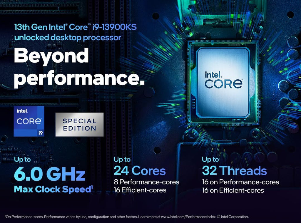 Intel Core i9-13900KS Desktop Processor 24 cores (8 P-cores + 16 E-cores) 36MB Cache, up to 6.0 GHz