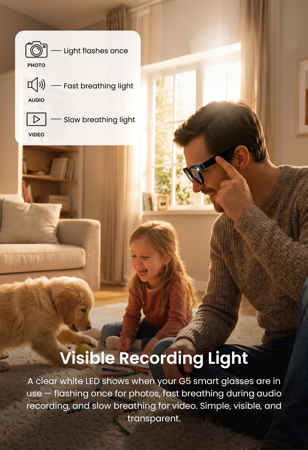 G5 AI Smart Glasses with Camera, 13MP Recording Glasses for Big Heads - XXL