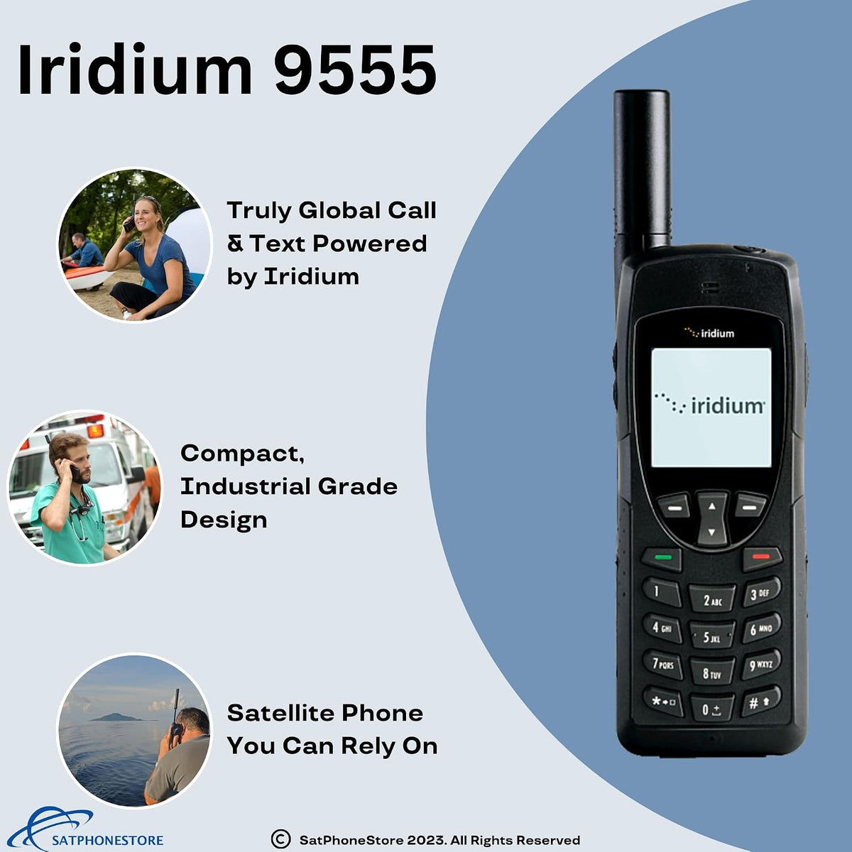 Iridium 9555 Satellite Phone Standard Package with Protective Case and SIM Card Ready for Easy Online Activation