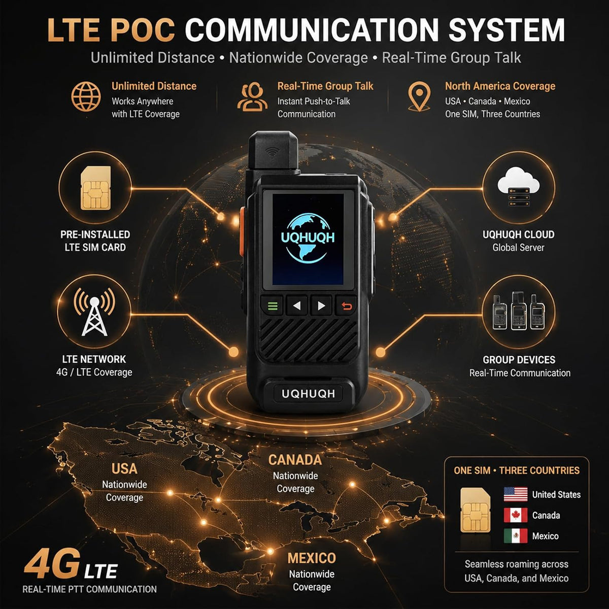 Lifetime Free Unlimited Range Walkie Talkies, 4G LTE POC Radio Set