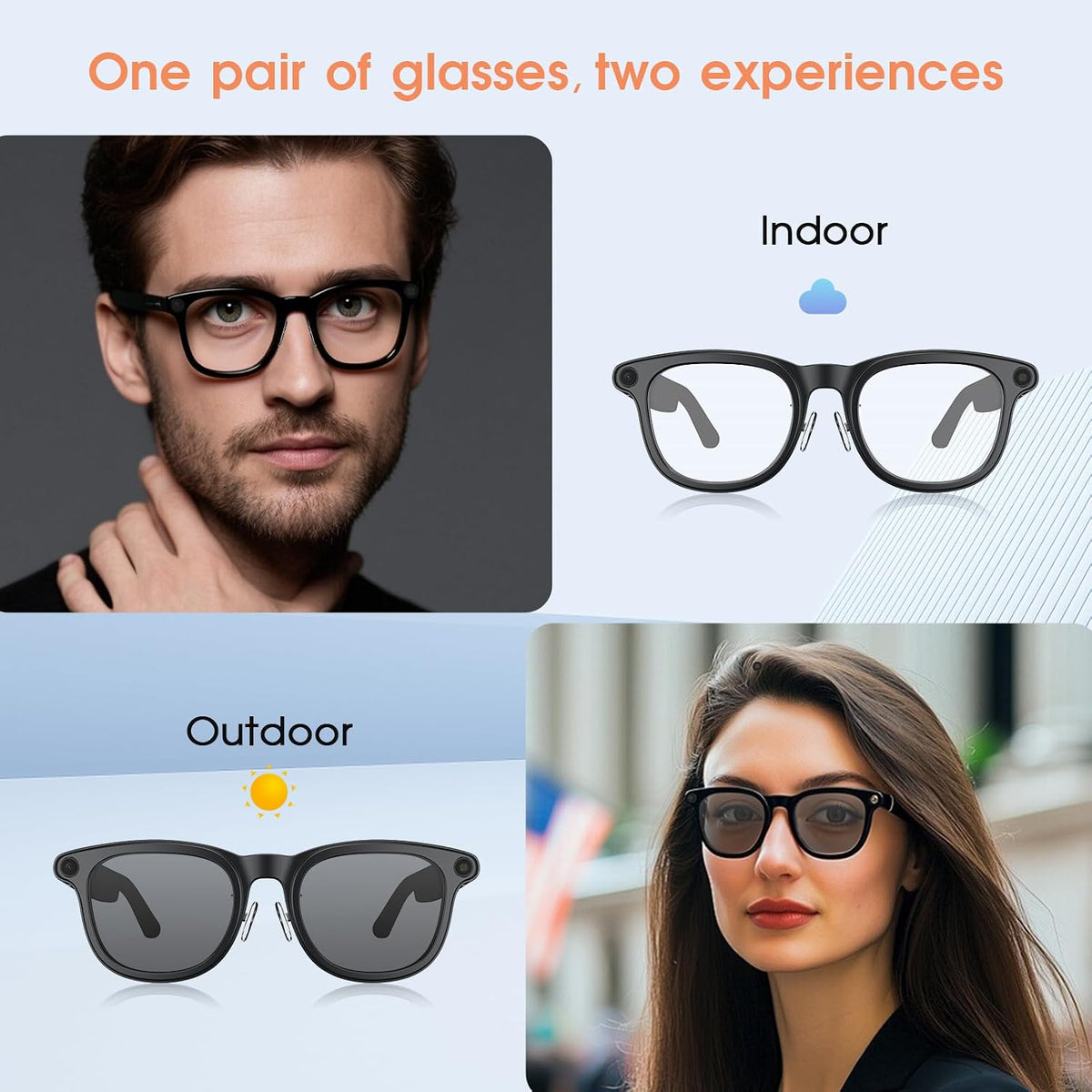 AI Camera Smart Glasses, 4K Video Sunglasses with 3600mAh Charging Case