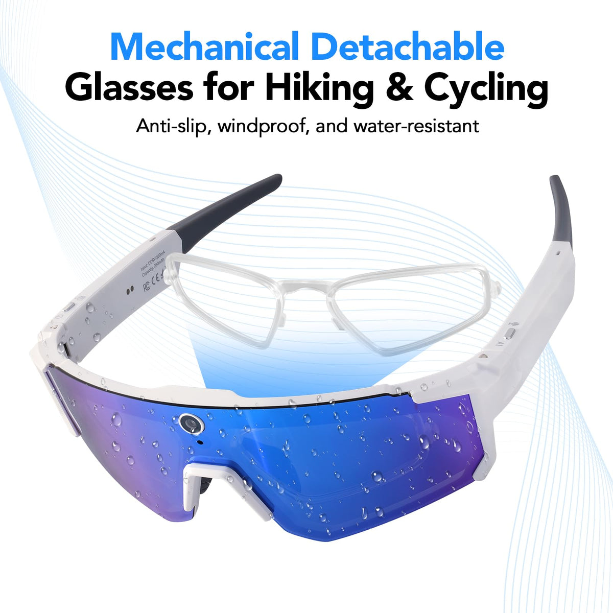 Sporty AI Bluetooth Smart Glasses with Camera for Cycling & Hiking Unisex