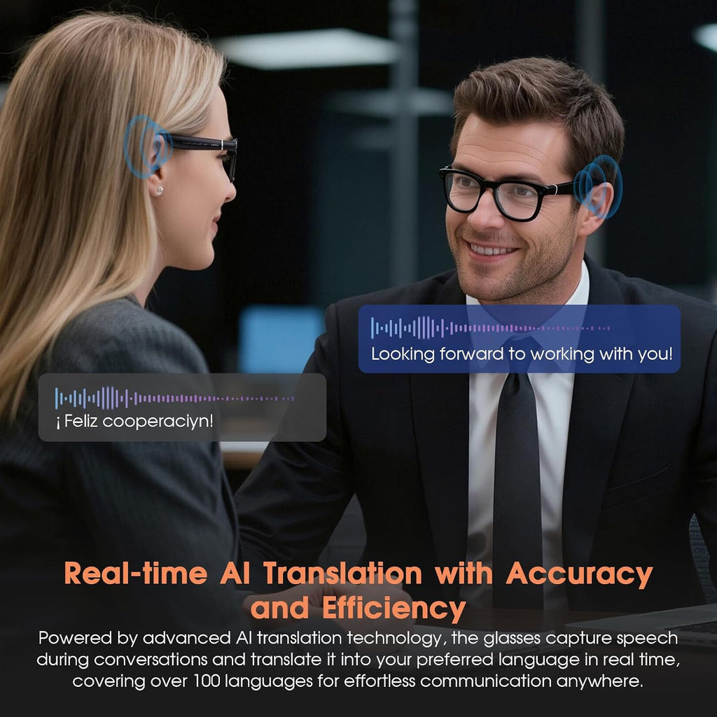 AI Camera Smart Glasses, 4K Video Sunglasses with 3600mAh Charging Case