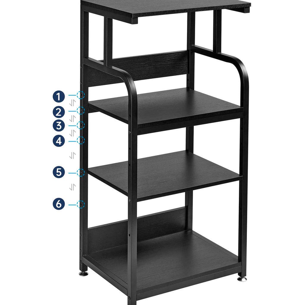 Fannova 4-Tier Printer Stand with Adjustable Storage Shelf, Large Tall Printer Table with Wheels for Home Office Small Spaces Organization, Rustic Brown