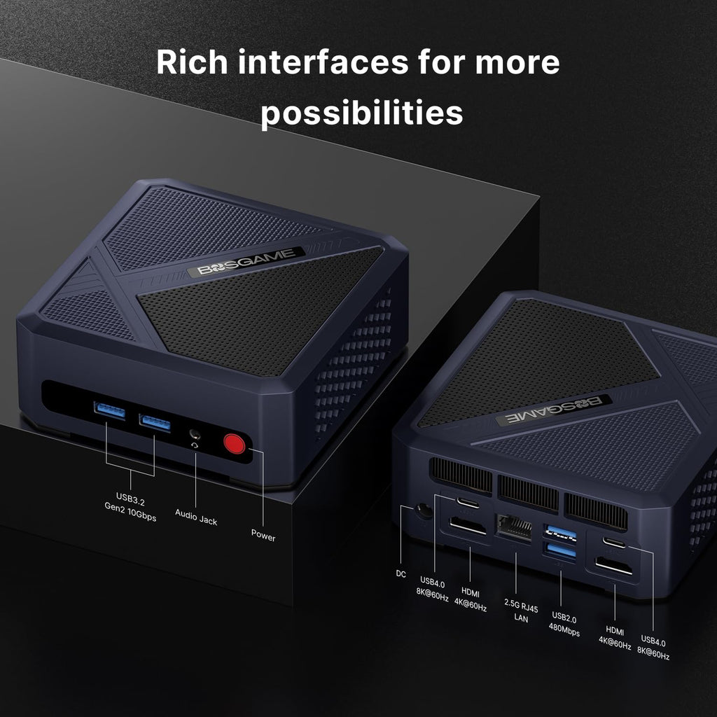BOSGAME E4 Air Mini PC, AMD Ryzen 5 3500U 8GB DDR4 256GB SATA SSD