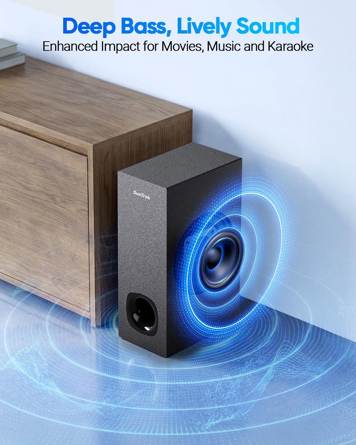 Karaoke Soundbar with Subwoofer for TV and 2 Wireless Microphones