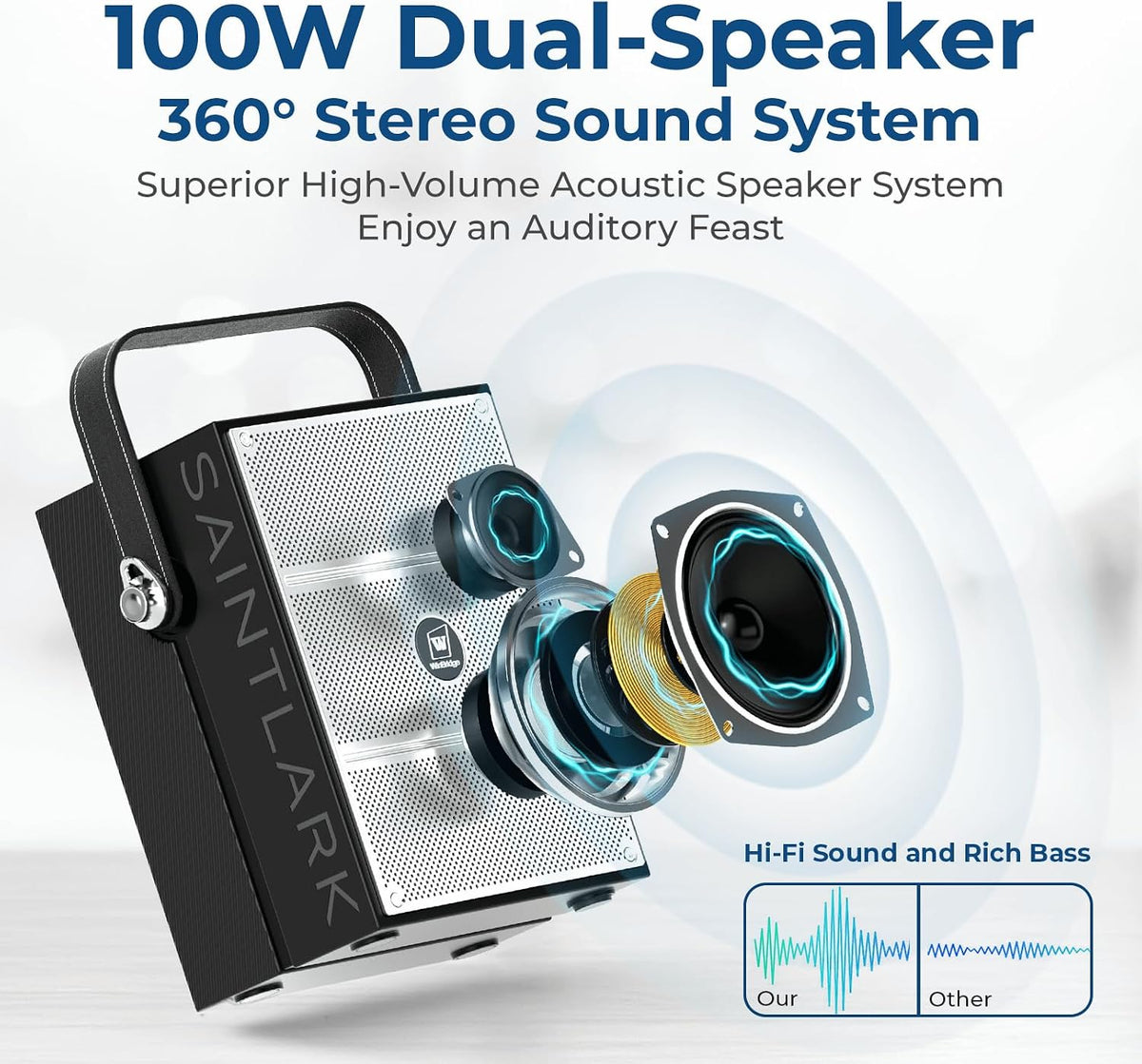 100W Powerful Voice Amplifier with 2 Wireless Microphones S99