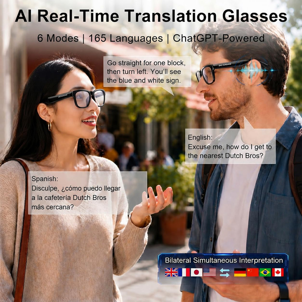 OHO AI Smart Glasses, UV400 Z87+ Audio Open Ear Bluetooth Sunglasses