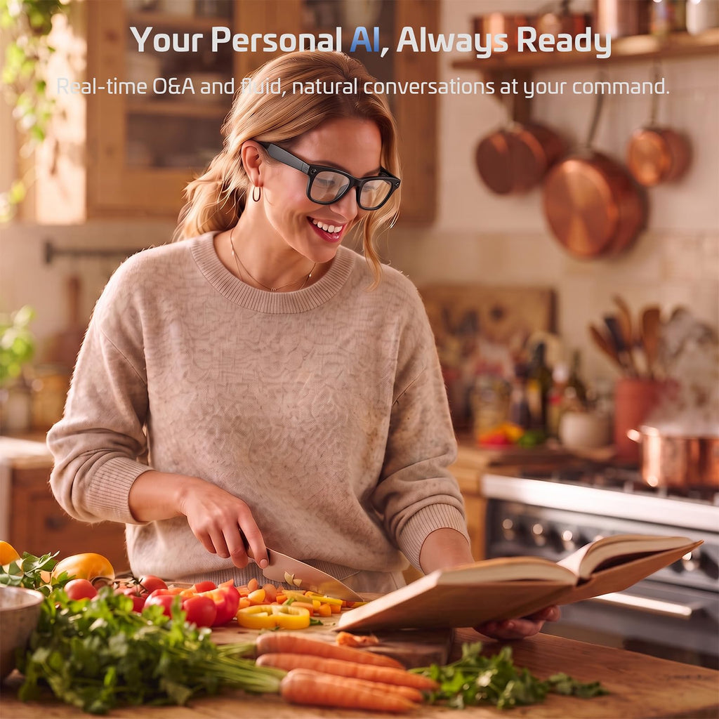 2026 AI Smart Glasses for Men Women,4K HD Video & Photo Capture,Real-Time Translation,Recording Glasses with AI Assistant,Open-Ear Audio,Object Recognition Glasses (Sunglasses Lens+Photochromic Lens)