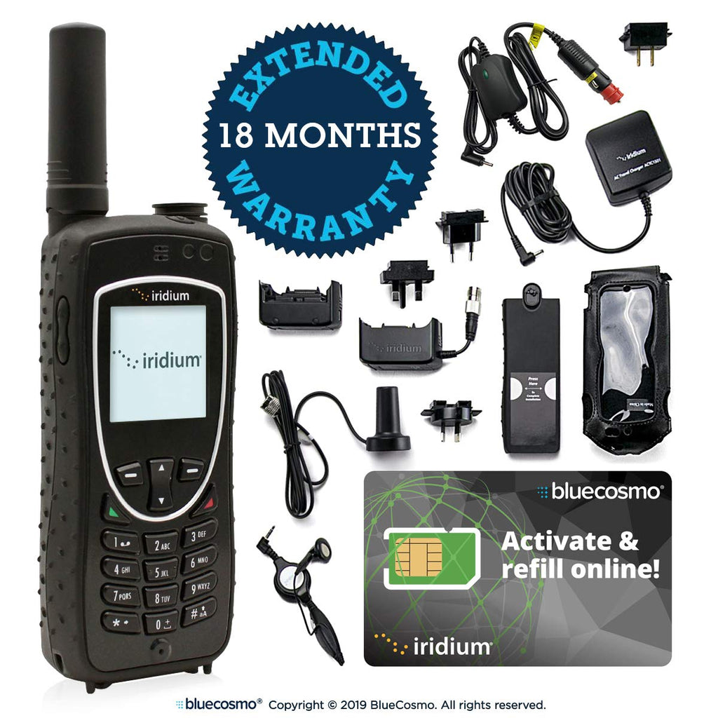 BlueCosmo Iridium Extreme Satellite Phone & 600 Minute 1 Year Global Prepaid SIM Card - Voice, SMS Text Messaging, GPS Tracking, Emergency SOS - Online Activation - 24/7