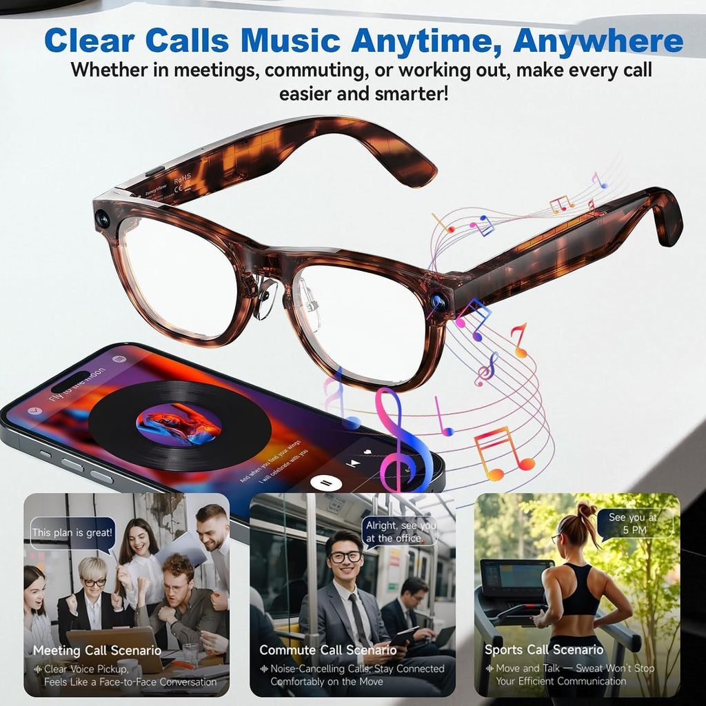 AI Smart Glasses with 8MP Camera, HD Photo & Video, Real-Time Translation, AI Assistant & Object Recognition, Photochromic Lenses, Bluetooth 5.4 Calls & Music, IP65 Waterproof, 7-8Hr Battery