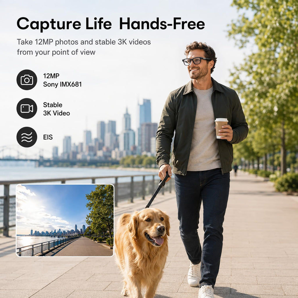 Rokid AI Glasses Style Pack,Smart Audio Glasses with Camera & Power Capsule