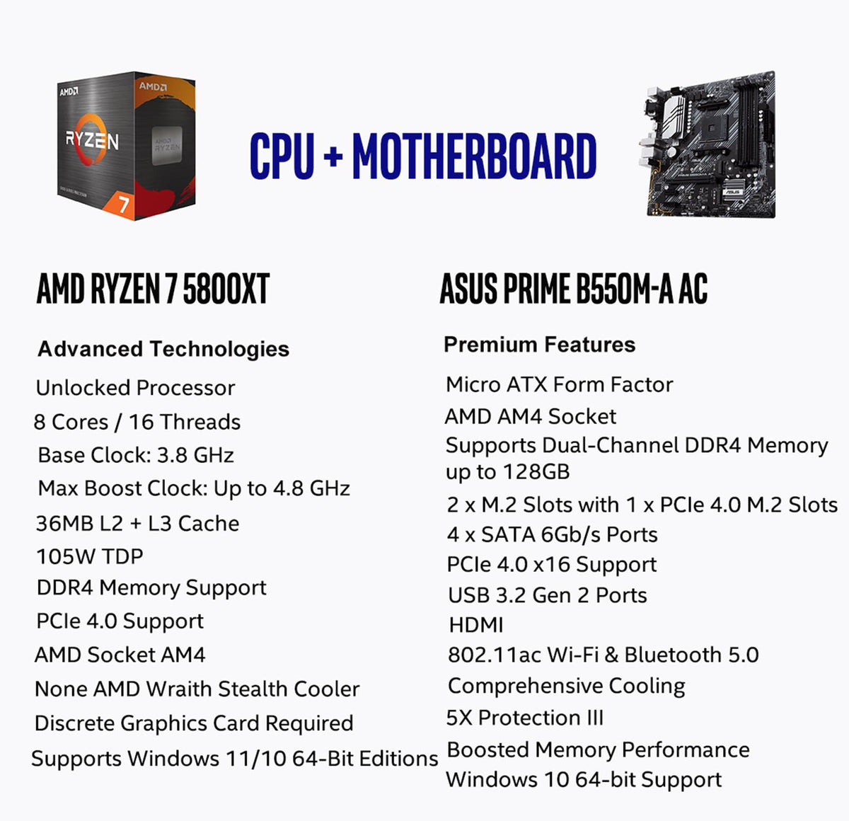 MICRO CENTER AMD 5500 Processor with ASUS TUF Gaming A520M Plus Motherboard