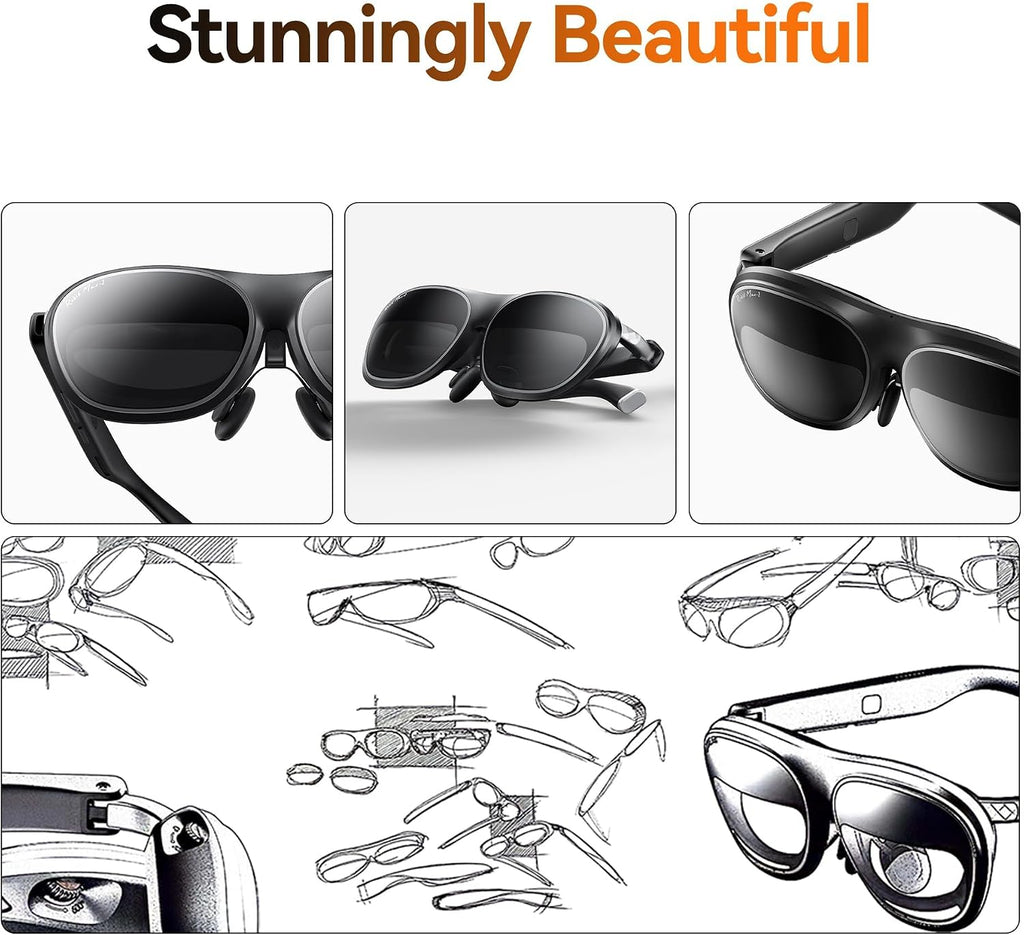 Rokid Max2 Black AR Glasses, 215" Micro-OLED Display, 50Â° FOV, 600 Nits Brightness, Compatible with smart Phones, Windows laptops, Ipad Since 2020