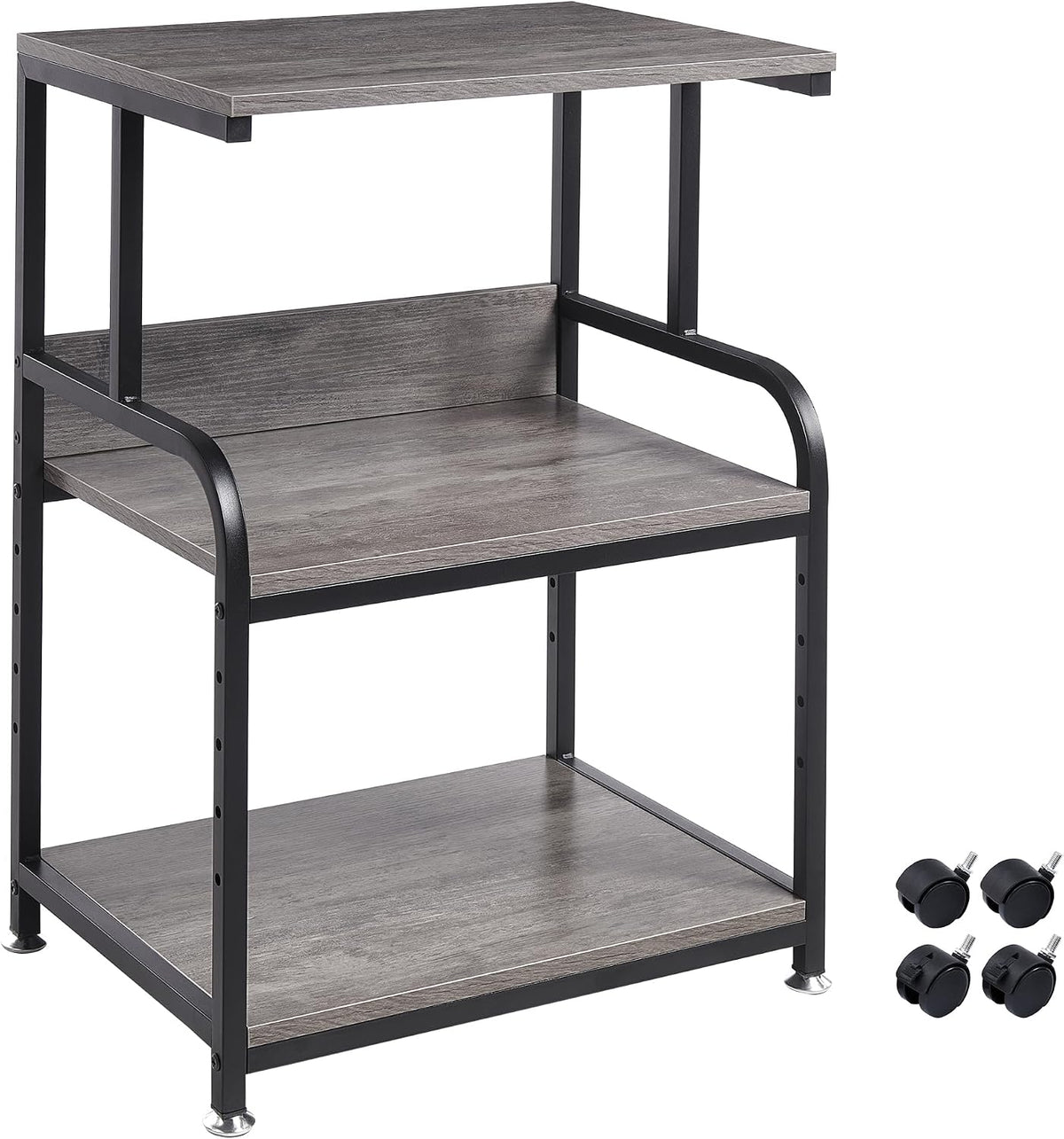 Fannova 3 Tier Gray Printer Stand with Height Adjustable Storage Shelf