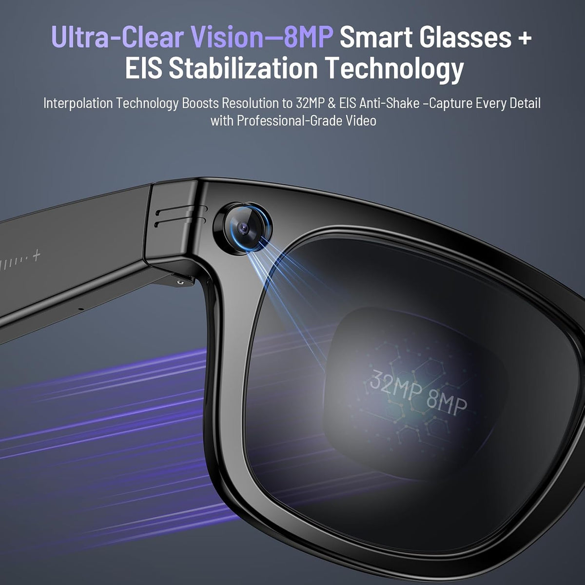 4K AI Smart Glasses with Camera, Bluetooth Call & Photochromic