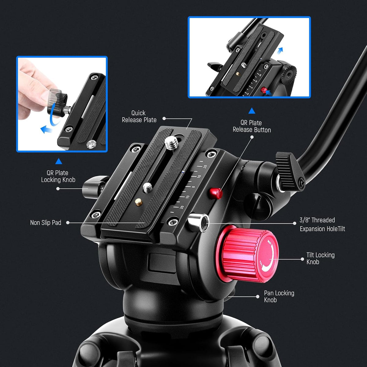 NEEWER 79"/200cm Video Tripod, Heavy Duty Aluminum Alloy Camera Tripod