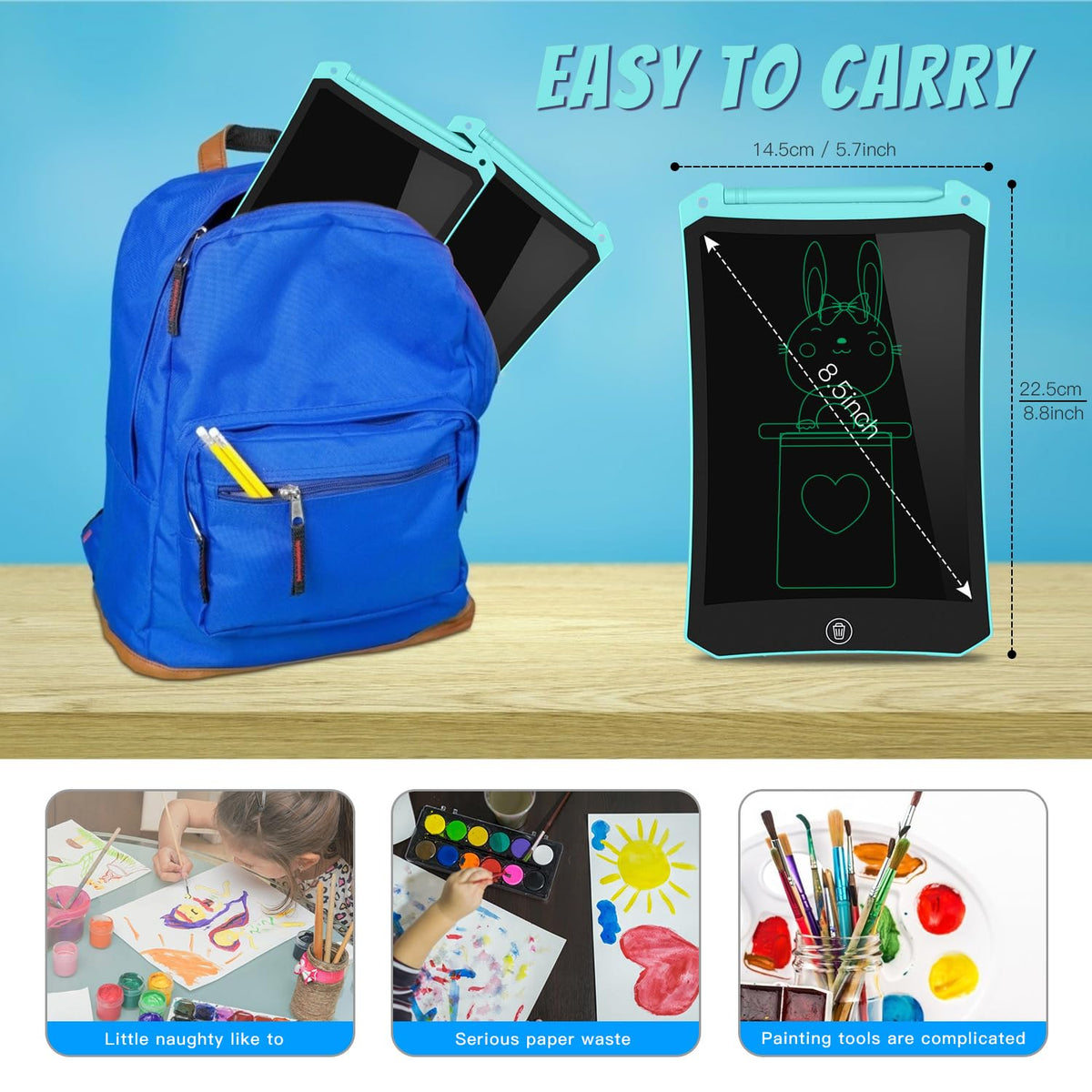 LCD Writing Tablet Colorful 10 Inch Electronic Graphics Doodle Board eWriter Drawing Pad with Memory Lock Kids & Adults Home School Office Handwriting Tablet Gifts(Blue)