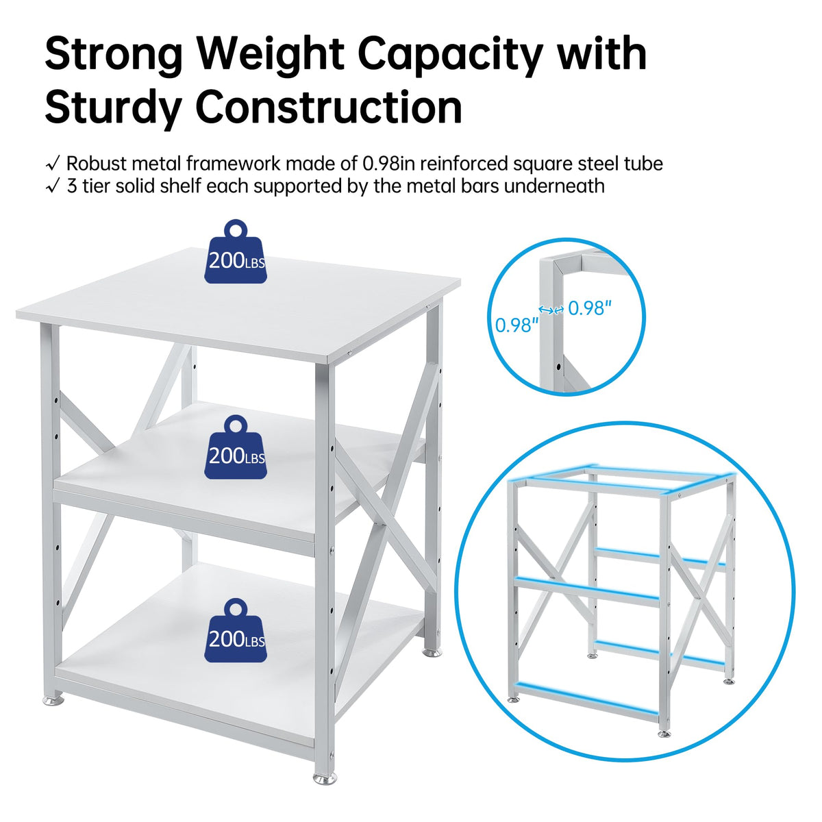 Fannova 23.6"x23.6"x30.1" Large Printer Stand with Adjustable Storage Shelf