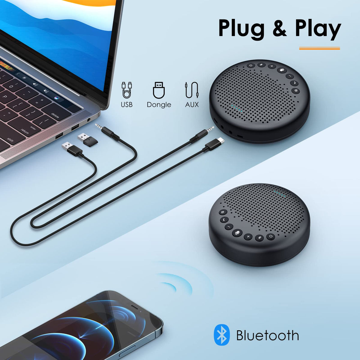 EMEET Luna Plus Kit Conference Speaker and Microphone with 8+1 Mics