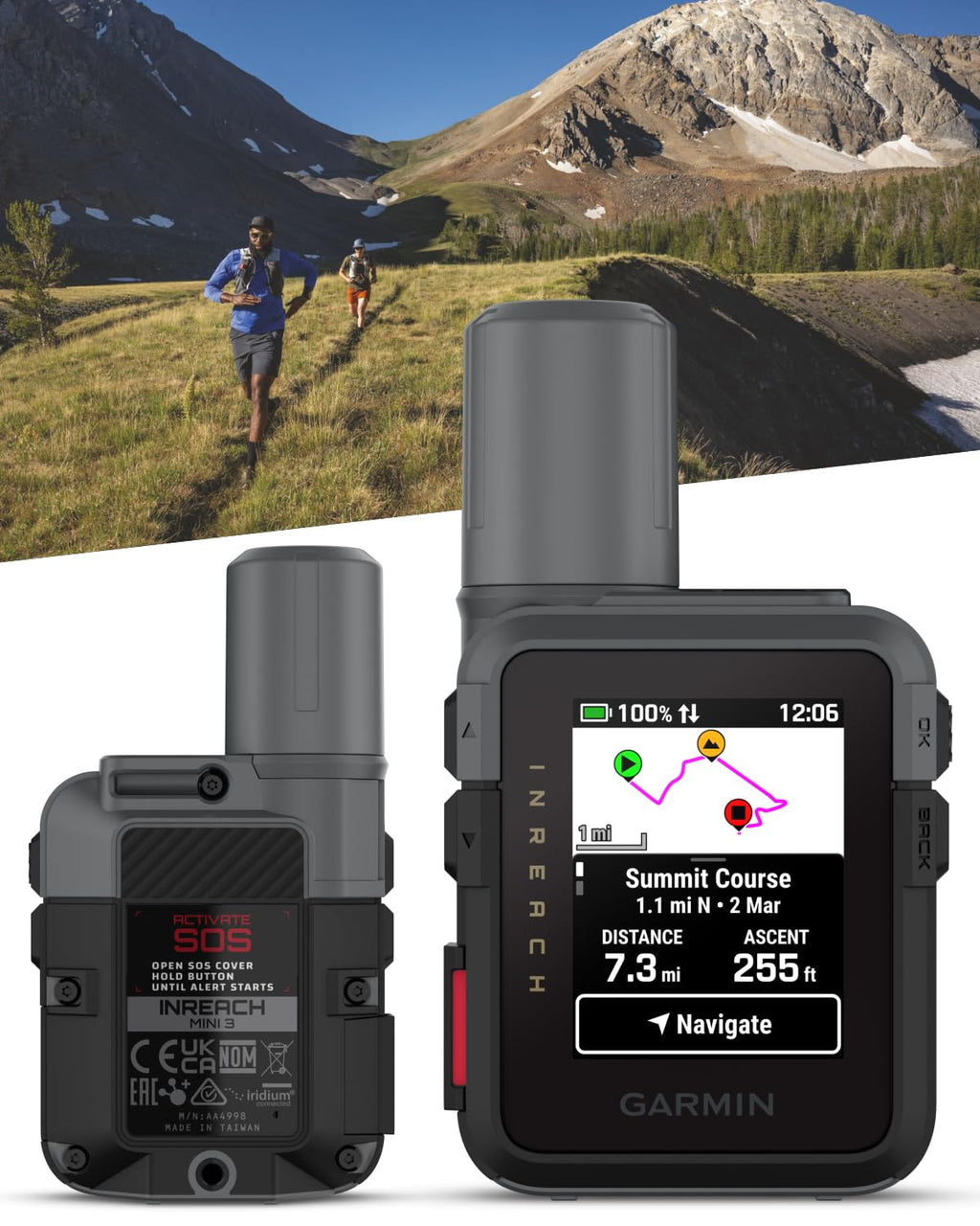 Garmin inReach Mini 3 Plus Rugged Global Satellite Communicator, Touchscreen Texting, Photo & Voice Messaging, Emergency SOS Messages & Battery Up to 350 Hours w/ Wearable4U Power Car/Wall Bundle