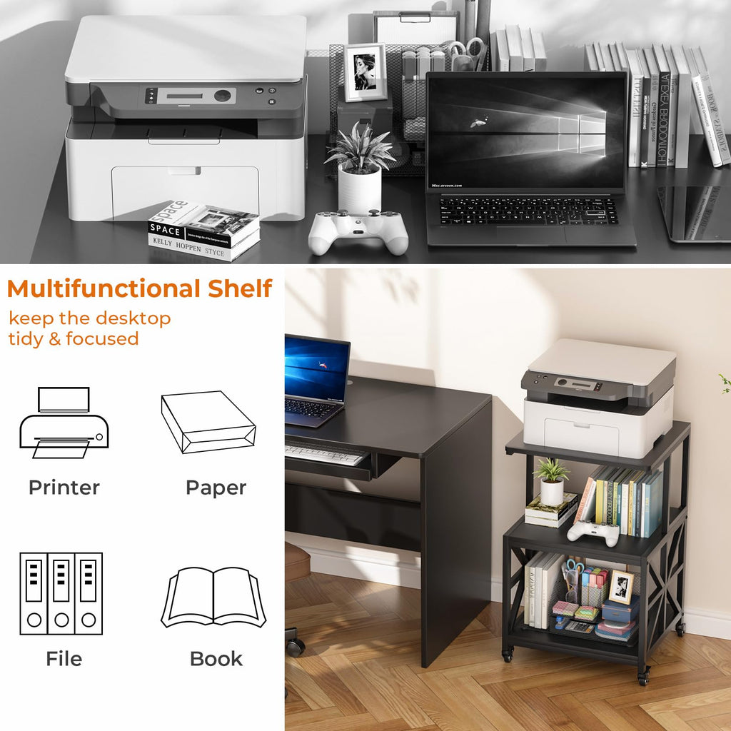 GreenForest Printer Stand with Lockable Wheels, Heavy Duty Printer Table