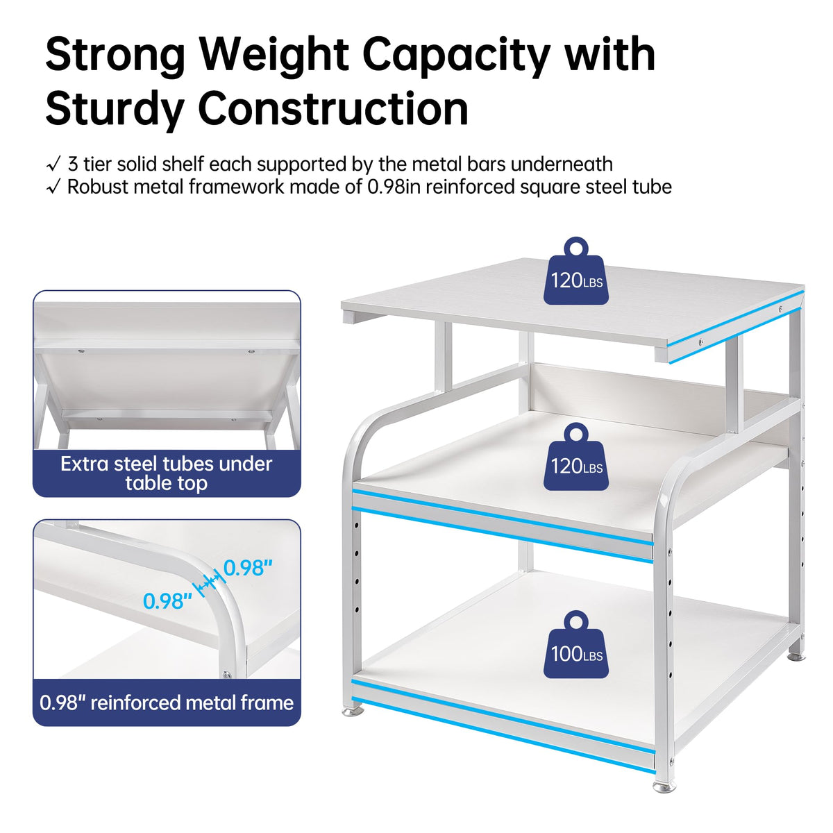 Fannova 23.6"x18.9"x30" Large Printer Stand with Adjustable Storage Shelf