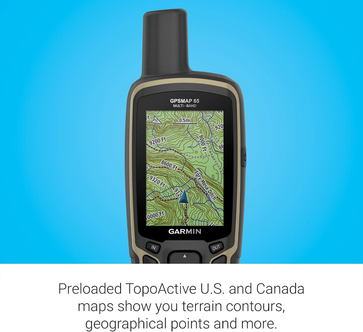 Garmin GPSMAP 65, Button-Operated Handheld with Expanded Satellite Support and Multi-Band Technology, 2.6" Color Display, 010-02451-00