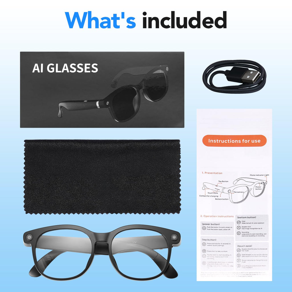 Sporty AI Bluetooth Smart Glasses with Camera for Cycling & Hiking Unisex