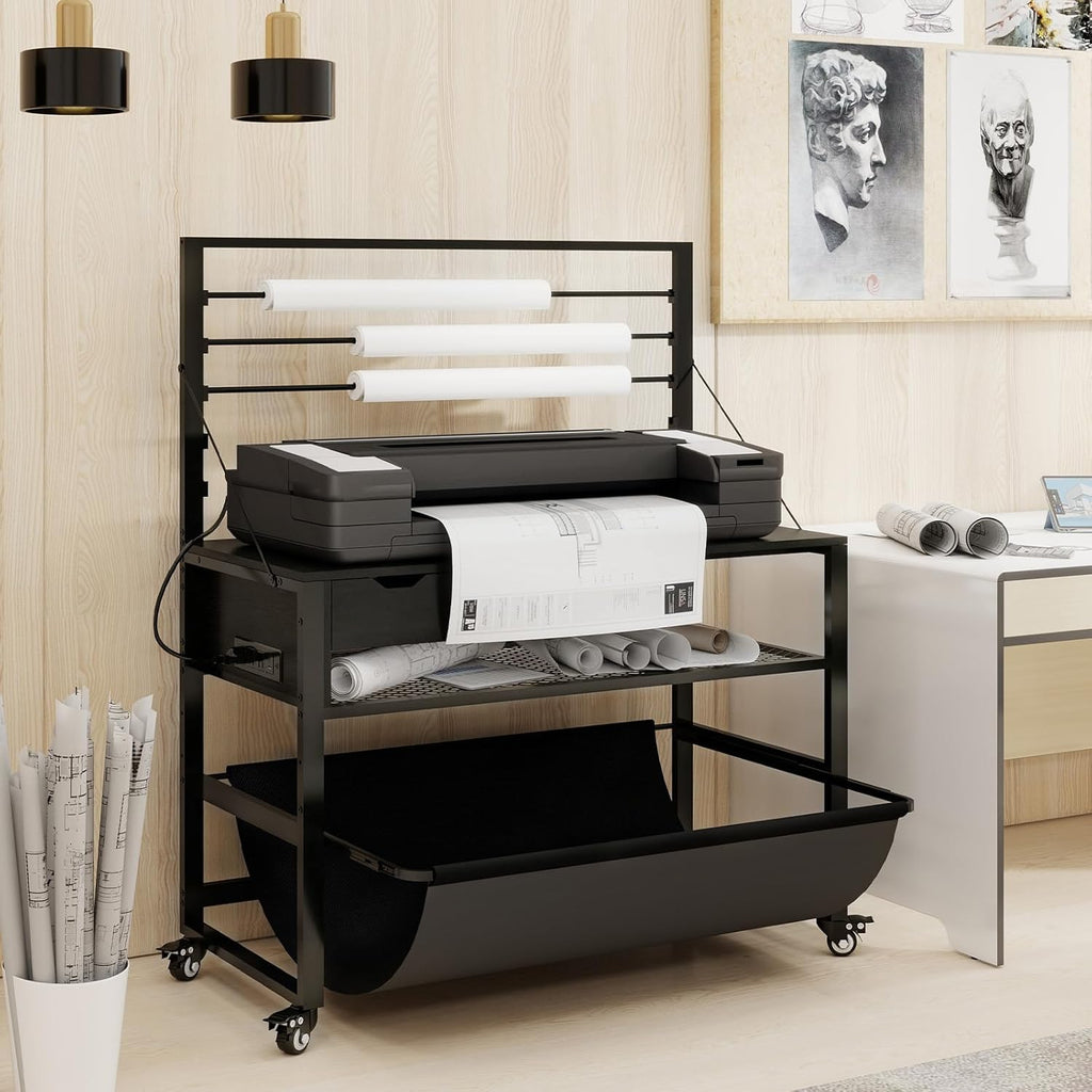 Natwind Wide Format Printer Stand, Plotter Workbench Table,Black