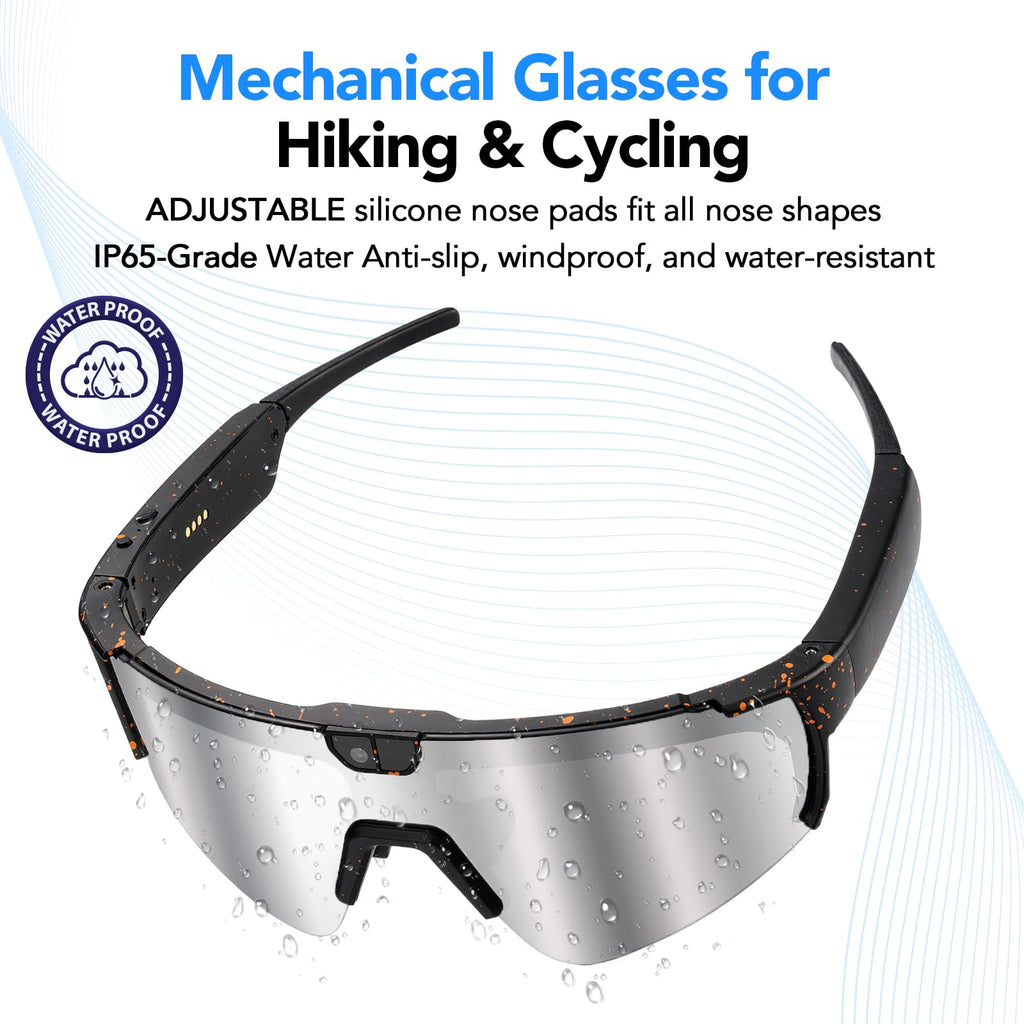 Sporty AI Bluetooth Smart Glasses with Camera for Cycling & Hiking Unisex