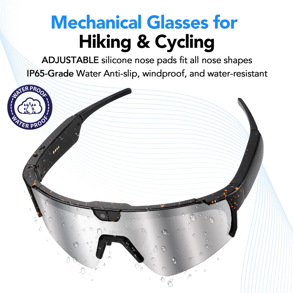 Sporty AI Bluetooth Smart Glasses with Camera for Cycling & Hiking Unisex