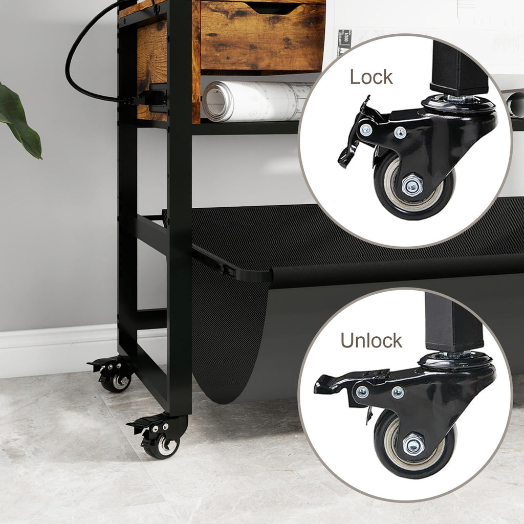 Natwind Wide Format Printer Stand, Plotter Workbench Table,Black