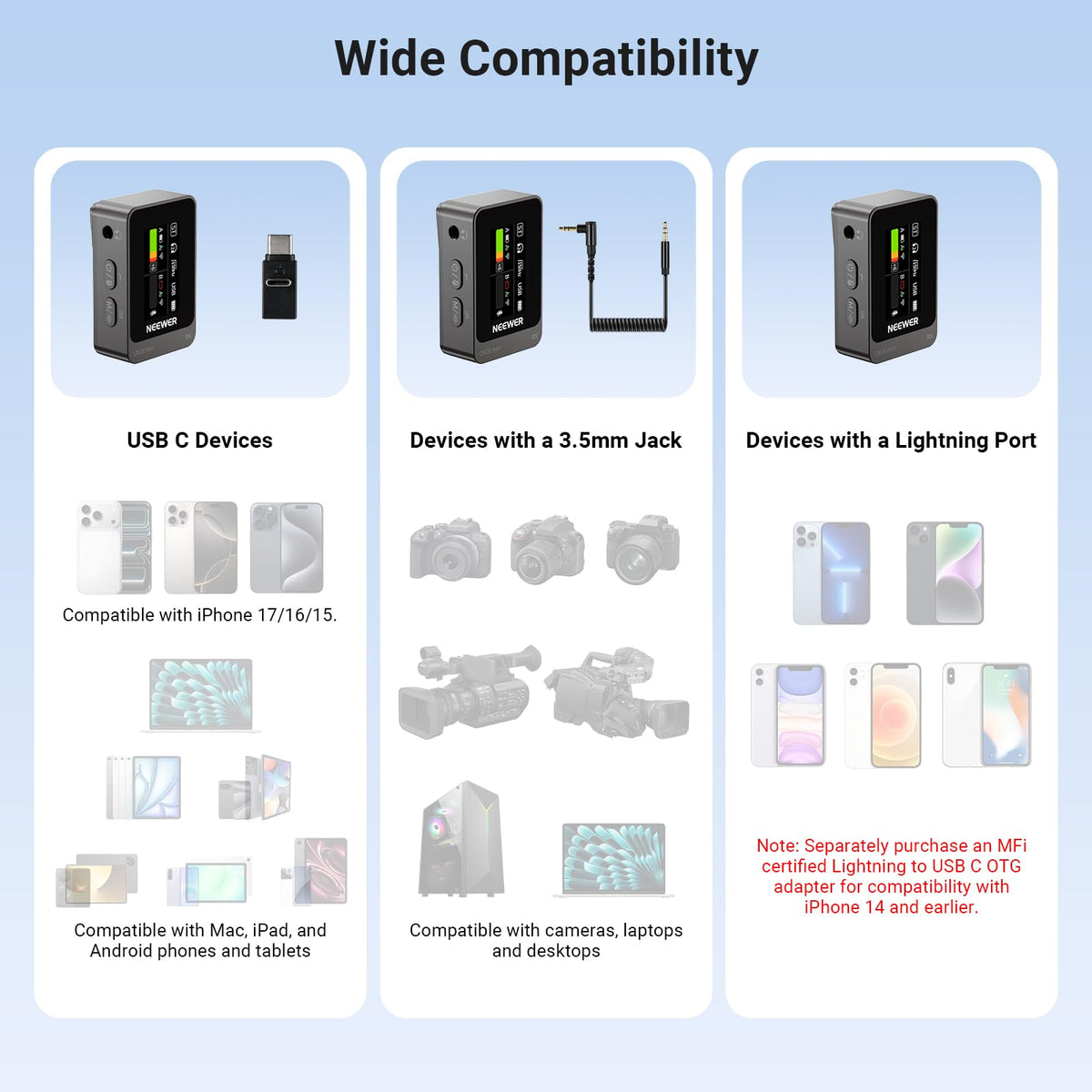 NEEWER CM26 MAX AI Wireless Lavalier Microphone for Phone Camera PC
