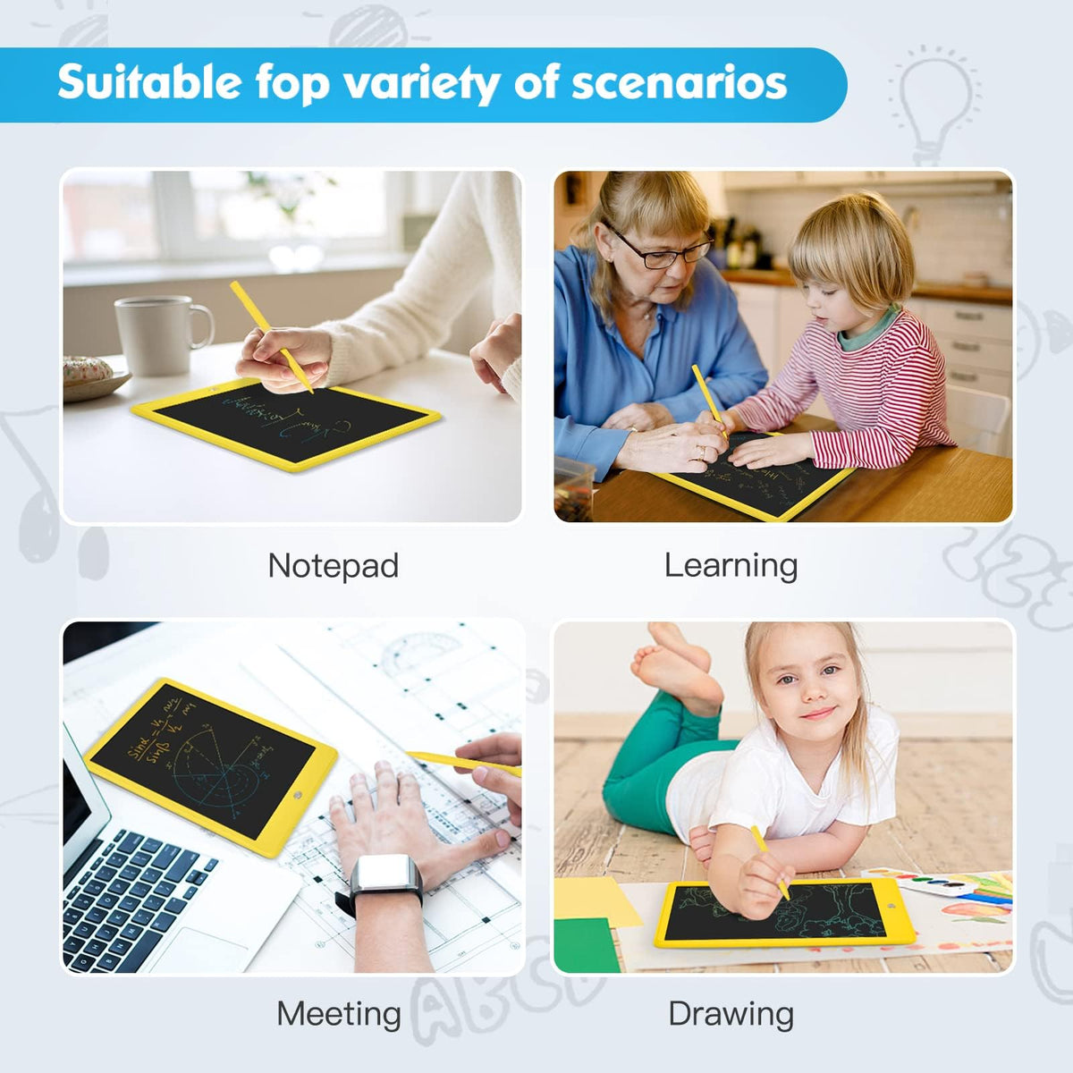 LCD Writing Tablet for Kids 10 Inch Reusable Drawing Tablets for Kids Colorful Writing Board Electronic Drawing Board Educational and Learning Toys for 2-4 Year Old Boys