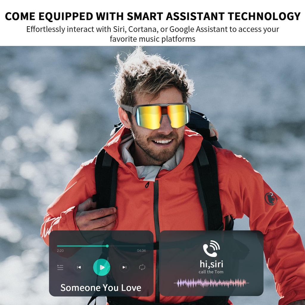 AI Camera Smart Glasses, 4K Video Sunglasses with 3600mAh Charging Case