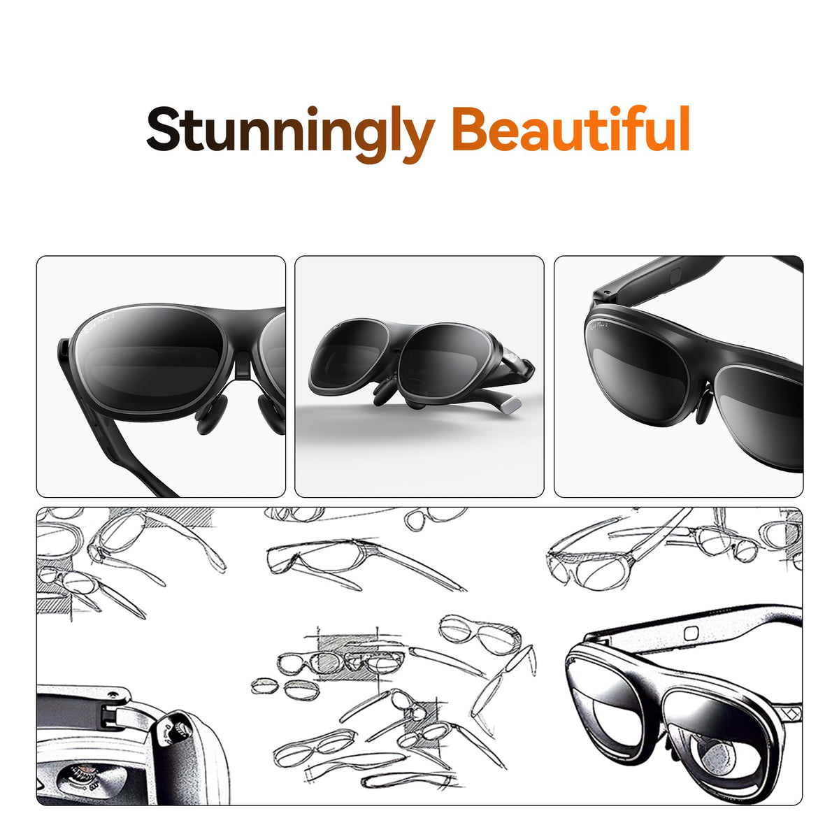 Rokid Max2 Black AR Glasses, 215" Micro-OLED Display, 50Â° FOV, 600 Nits Brightness, Compatible with smart Phones, Windows laptops, Ipad Since 2020