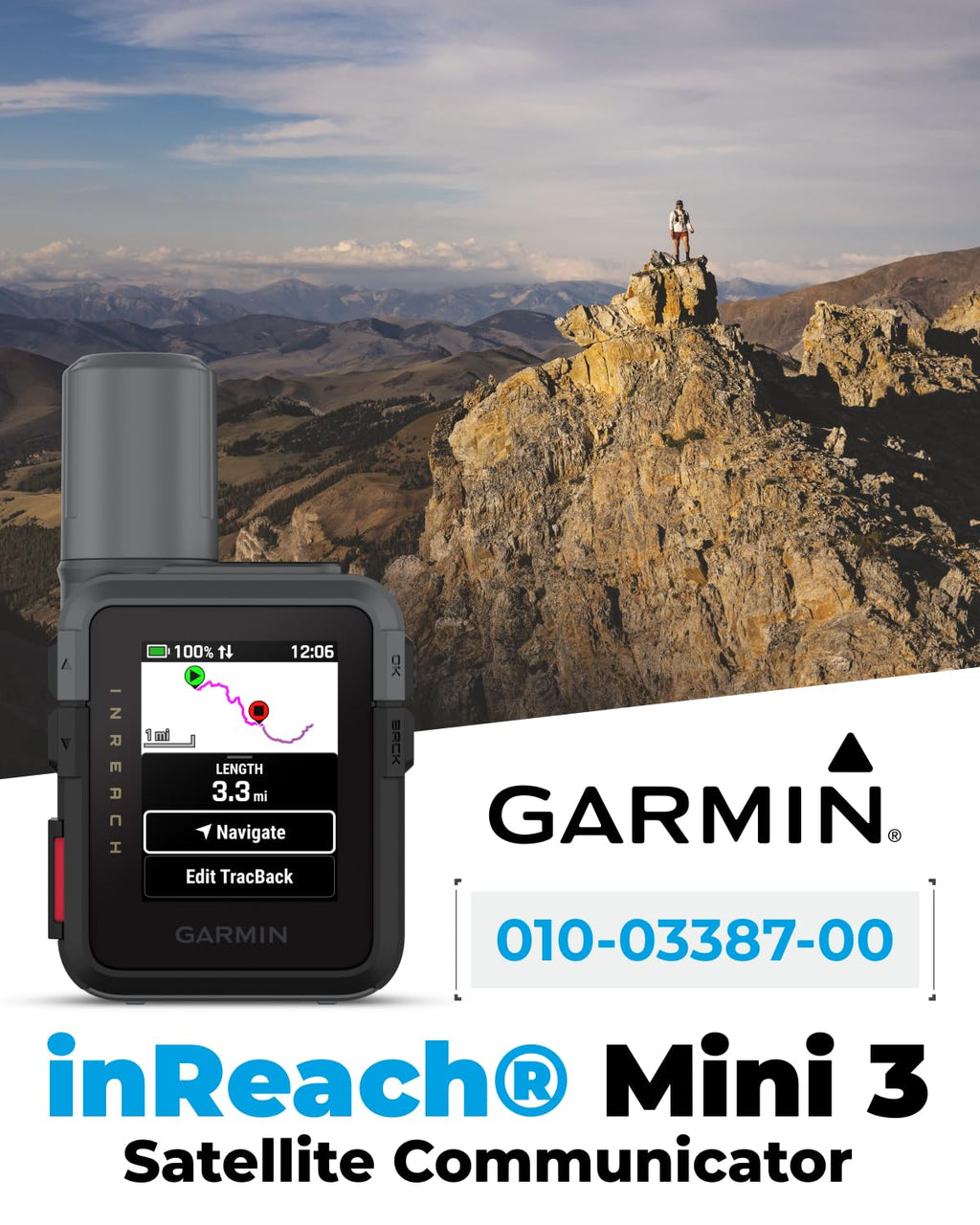 Garmin inReach Mini 3 Plus Rugged Global Satellite Communicator, Touchscreen Texting, Photo & Voice Messaging, Emergency SOS Messages & Battery Up to 350 Hours w/ Wearable4U Power Car/Wall Bundle