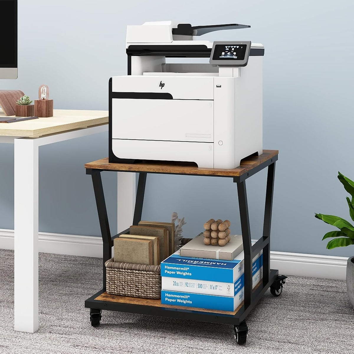 Natwind 2 Tier Printer Stand, 24''x24'',for Large Heavy Printers, Retro
