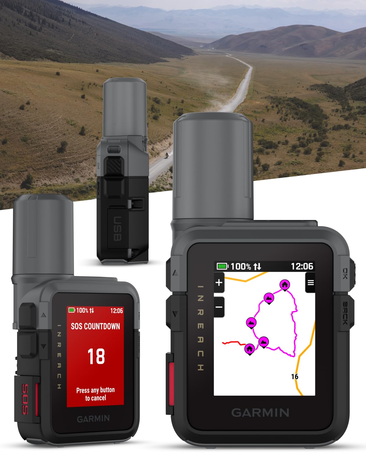Garmin inReach Mini 3 Plus Rugged Global Satellite Communicator, Touchscreen Texting, Photo & Voice Messaging, Emergency SOS Messages & Battery Up to 350 Hours w/ Wearable4U Power Car/Wall Bundle