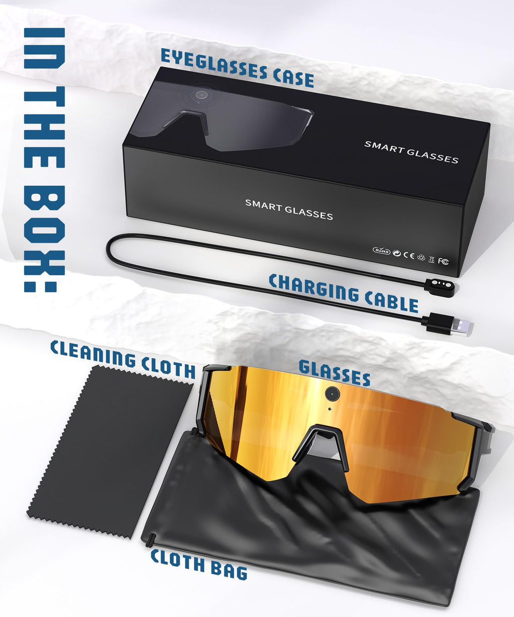 AI Ultra Pro Smart Glasses: 4K Wearable Camera with 6-Axis EIS Stabilization, ChatGPT-4o Voice Assistant, IP66 Waterproof Sport Sunglasses, Dual-Mic ENC Noise Cancelling Obsidian Gray