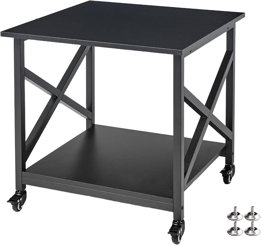 Fannova 2 Tier Large Printer Stand 23.6"x23.6"x22.6" with Storage Shelf