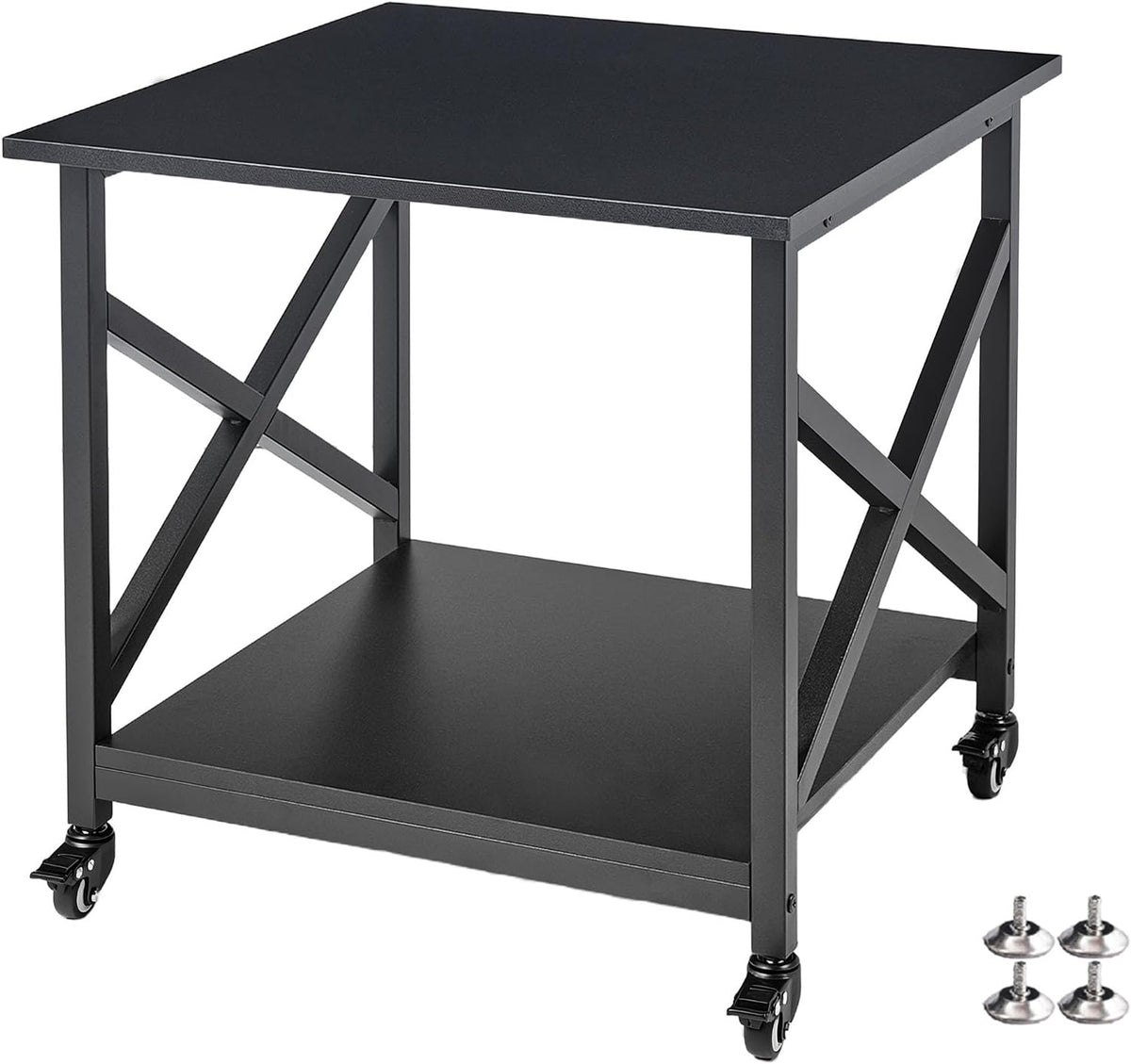Fannova 2 Tier Large Printer Stand 23.6"x23.6"x22.6" with Storage Shelf